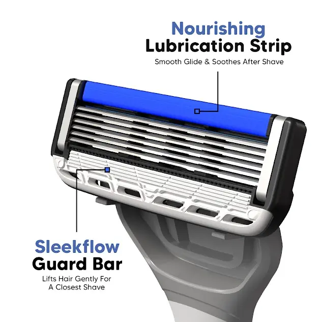 LetsShave Pro 6 Premium Portable Shaving Razor For Men With Free Transparent Shave Gel