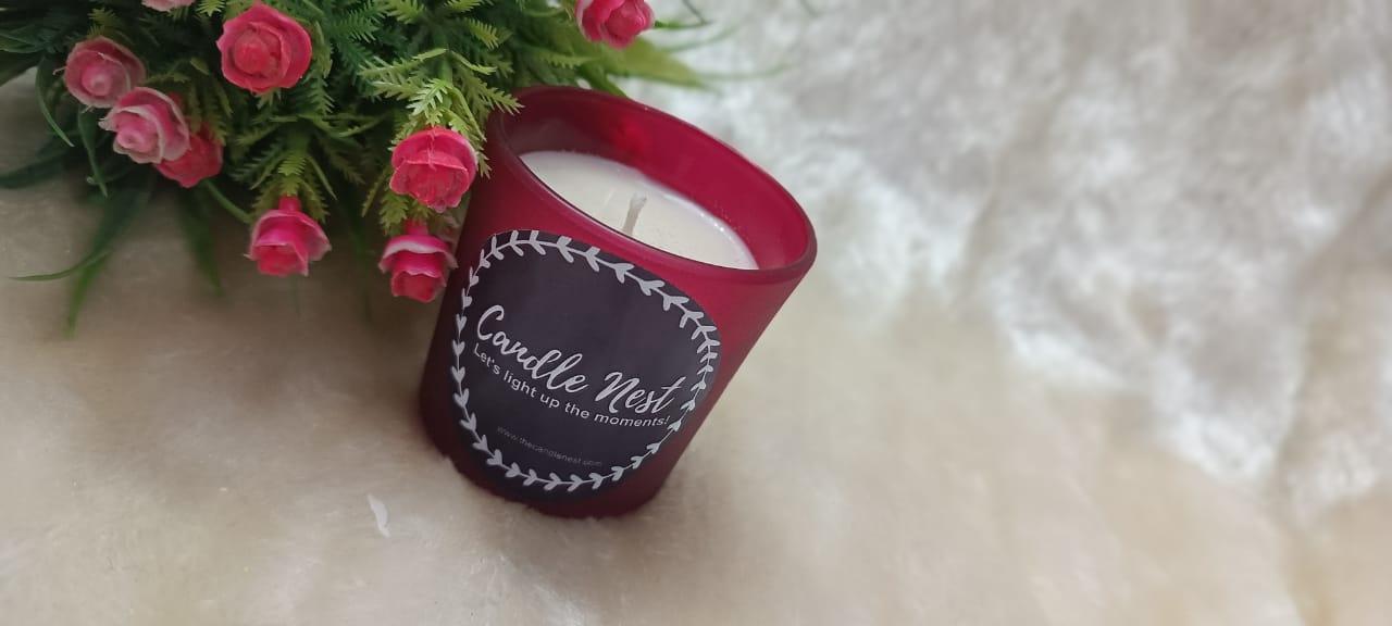 Frosted Shot Glass Candle - Red