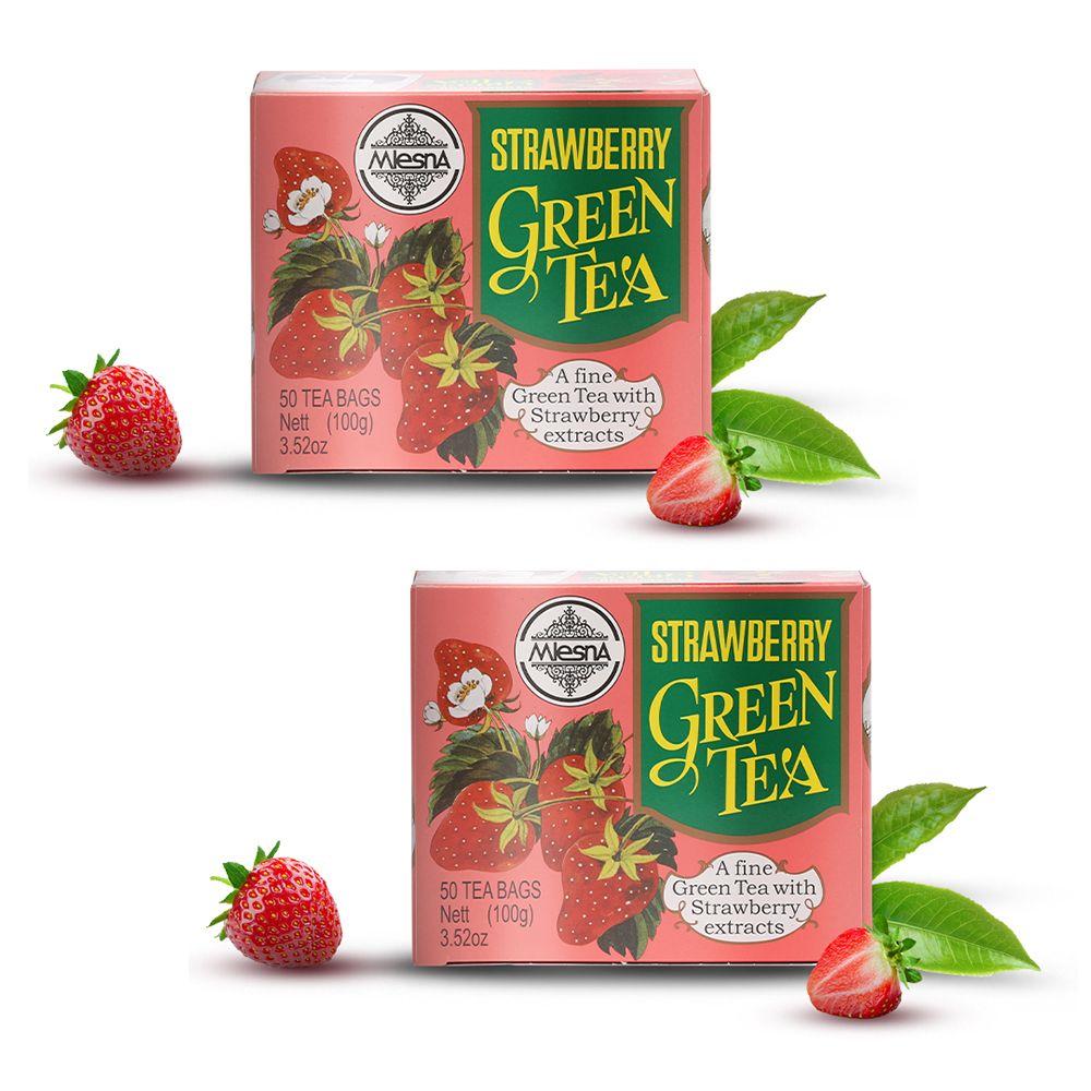 Mlesna Strawberry Green Tea Flavoured Green Tea Bag 200g (100g x 2) (Pack of 2) (100g each)