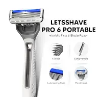 LetsShave Pro 6 Premium Portable Shaving Razor For Men With Free Transparent Shave Gel