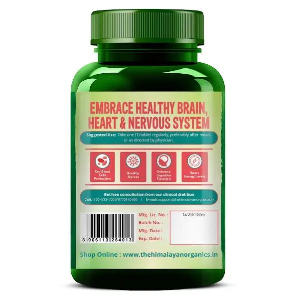 Vlado's Himalayan Organics Methyl cobalamin Vitamin B12 1500mcg Supplement support Brain, Nerve Function and Energy - 90 Veg Tablets