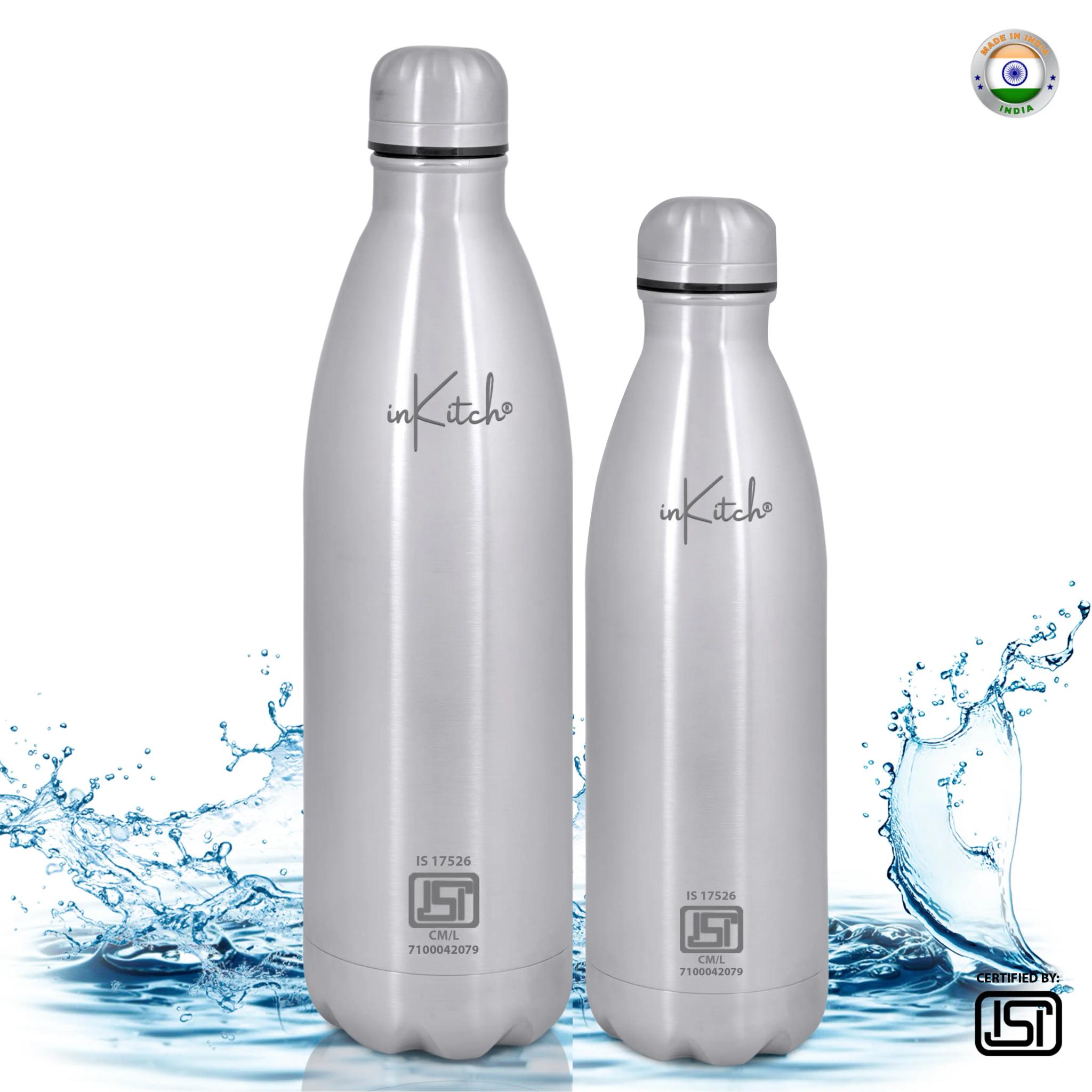 InKitch ISI Certified Stainless Steel Insulated Water Bottle- 24 Hrs Hot or Cold (500 & 1000 ml, 1)