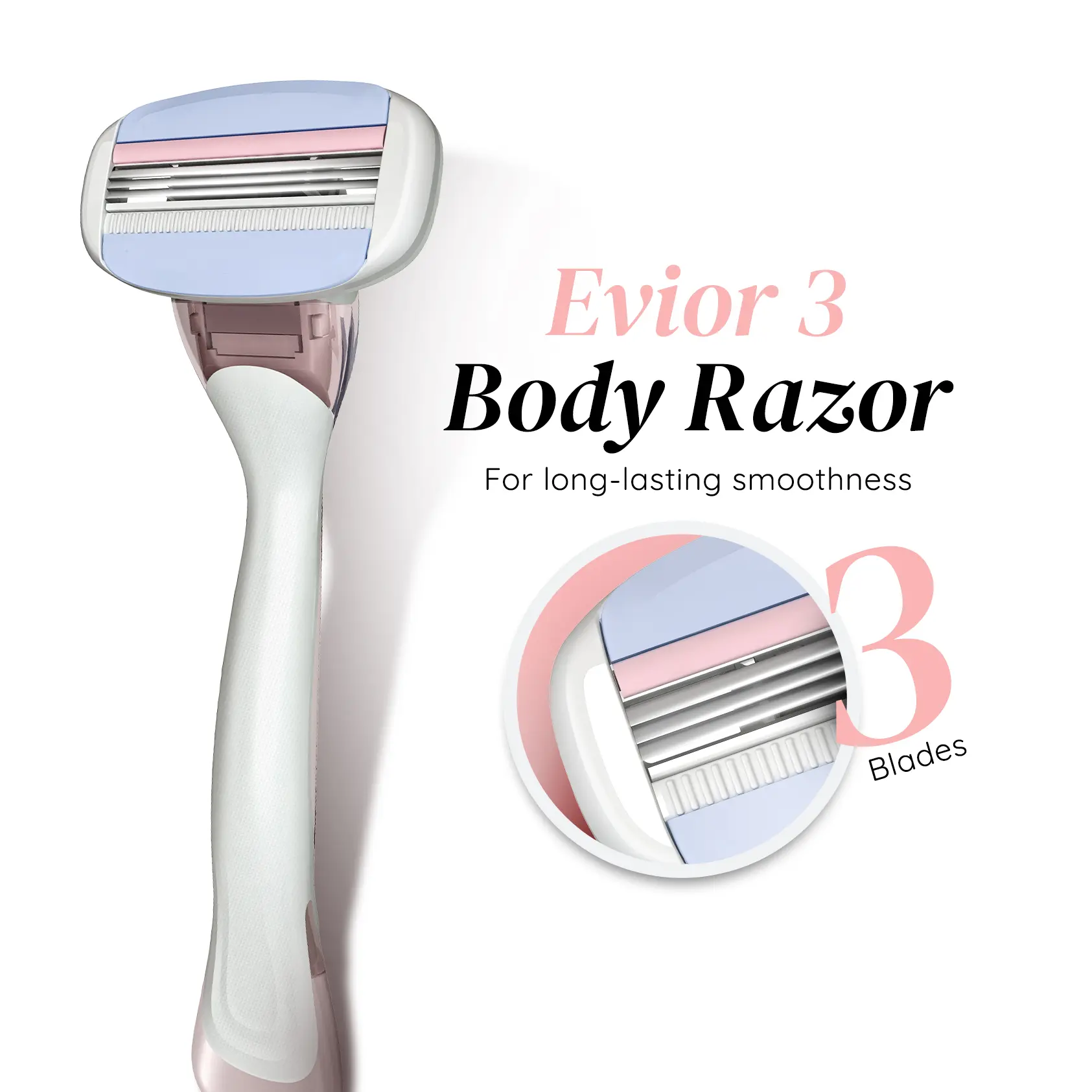 LetsShave Evior 3 Gift Set For Women (Evior 3 Sensitive + 1 blade+ Body Lotion 30Ml + Transparent Shave Gel 30 Ml + Travel Pouch)