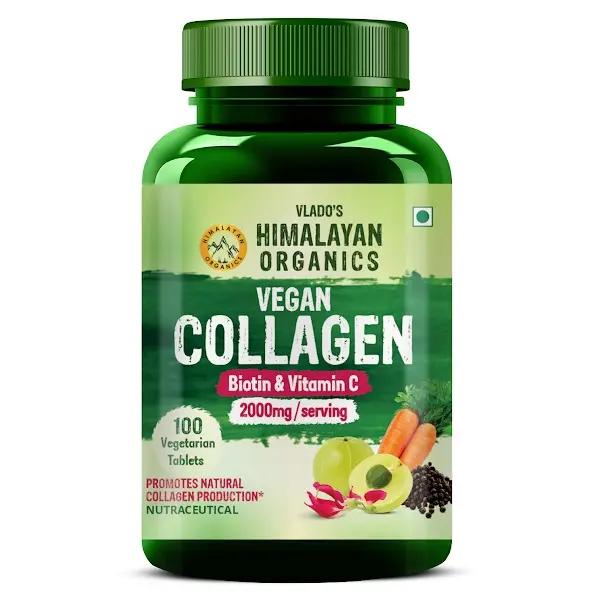 Vlado's Himalayan Organics Vegan Collagen 2000Mg With Biotin And Vitamin C | Good For Glowing Skin | Healthy Hair And Nail - 100 Veg Tablets