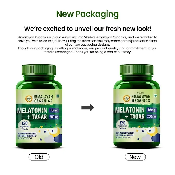 Vlado's Himalayan Organics Melatonin 10mg + Tagar 250mg | Potent Sleep Aid Formula | 120 Veg Tablets