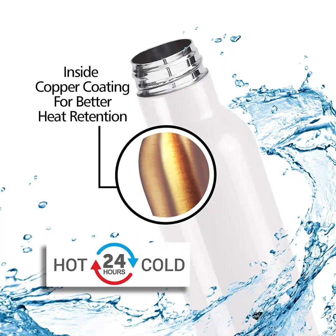 Milton New Smarty 600 Thermosteel Hot and Cold Water Bottle, 490 ml, White