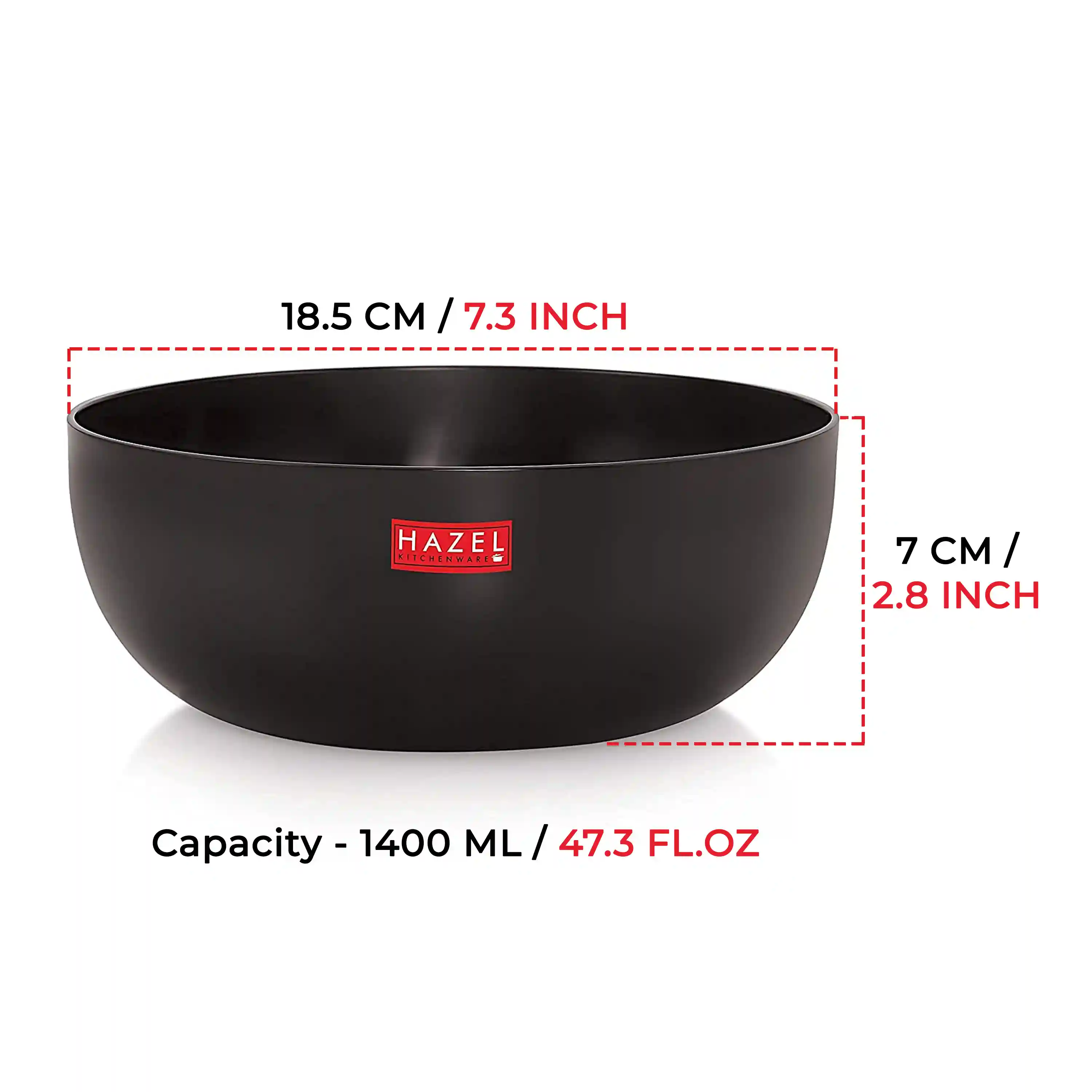 HAZEL Hard Anodised Tasra 3 mm Deep Aluminium Anodized Frying Tasla Kadai, 17.9 cm, 1400 ML