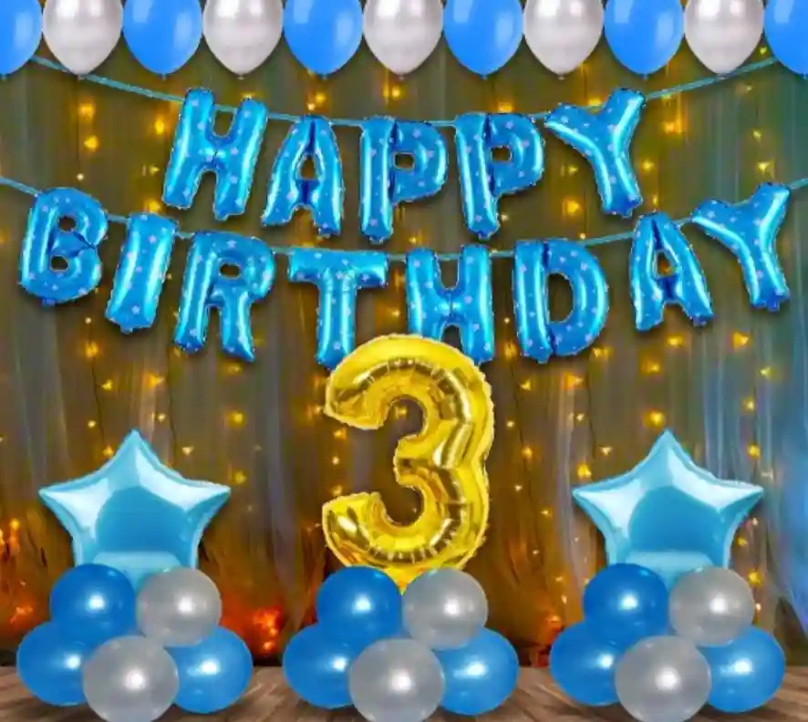 TrendzyKart 3rd Birthday Decoration Items For Boys With Fairy Lights (Multicolor)