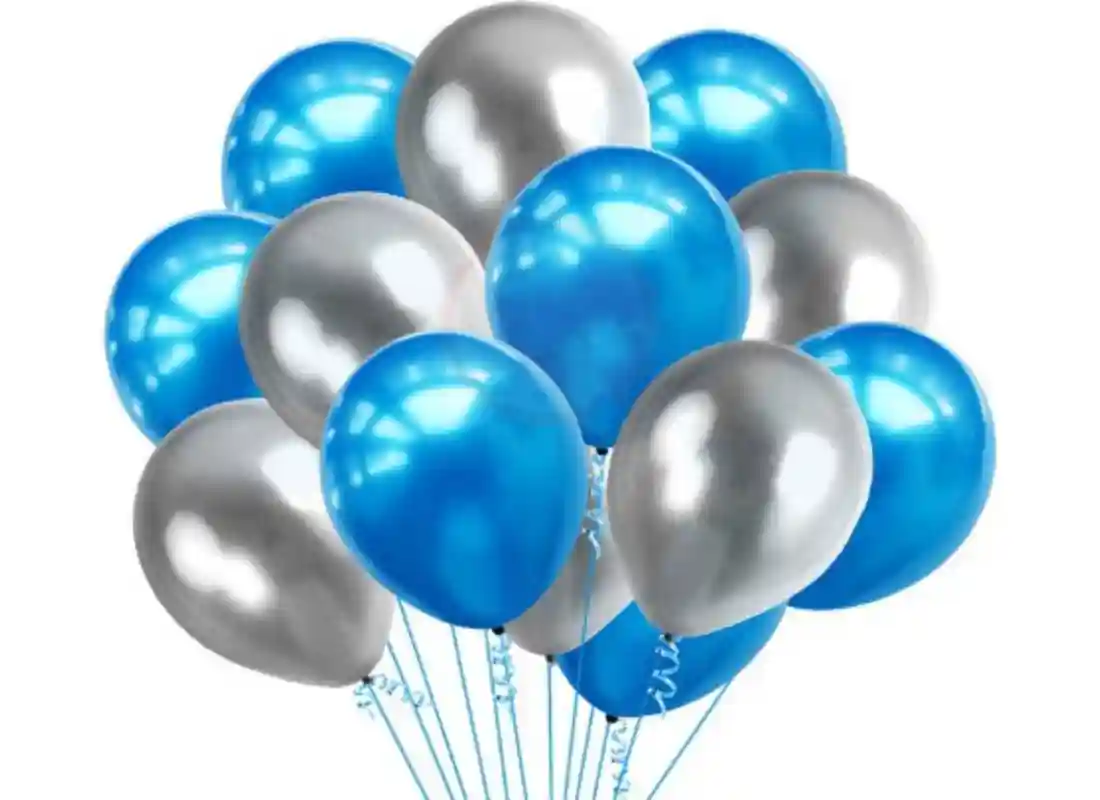 TrendzyKart 4th Happy Birthday Decoration Combo With Foil And Star Balloons (Blue, Silver)