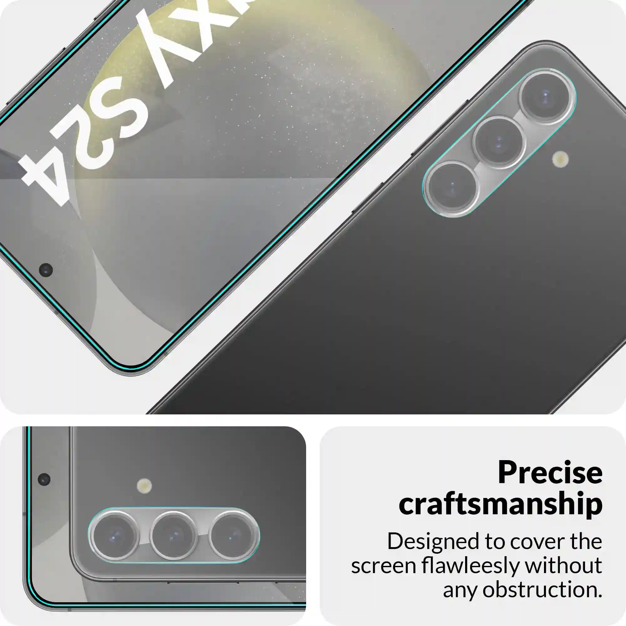 FIRST MART Tempered Glass and Camera Lens for Samsung Galaxy S24 5G with Edge to Edge Screen Coverage and Easy Installation | Black
