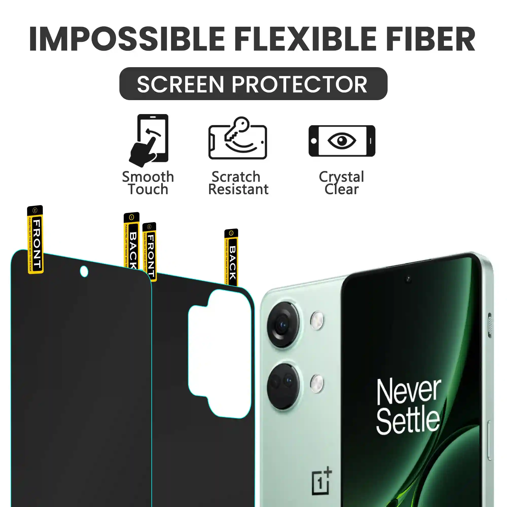 FIRST MART Screen Protector for OnePlus Nord 3 5G - Edge to Edge Front and Back 4 Layer Unbreakable Membrane - Case Friendly Screen Coverage & Installation Kit (Crystal Clear)
