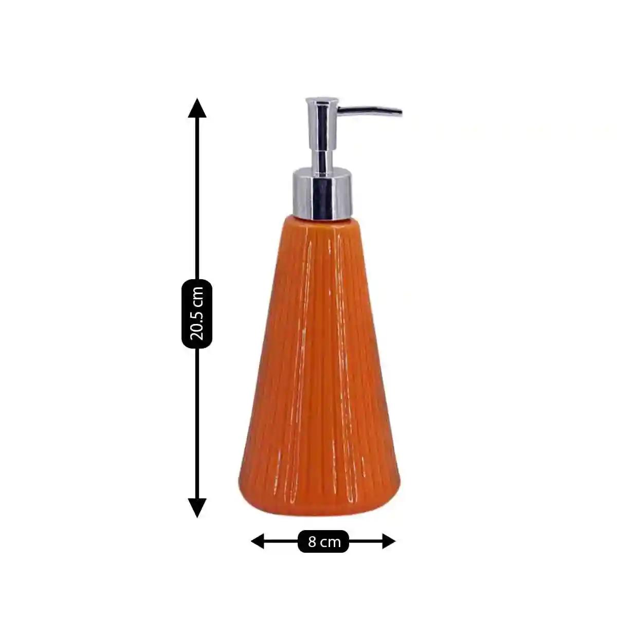 Kookee Ceramic Soap Dispenser for Bathroom handwash, refillable pump bottle for Kitchen hand wash basin, Set of 2 - Orange (8054)