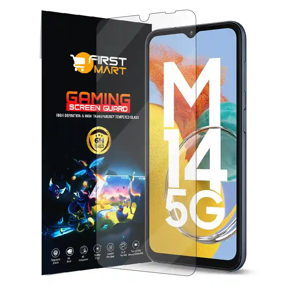 FIRST MART Screen Protector for Samsung Galaxy M14 5G, Samsung A14 5G and Samsung F14 5G - Impossible Fiber Case Friendly Screen Protection & Installation Kit (Gaming Clear)