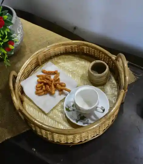 Cane Round Serving Trays