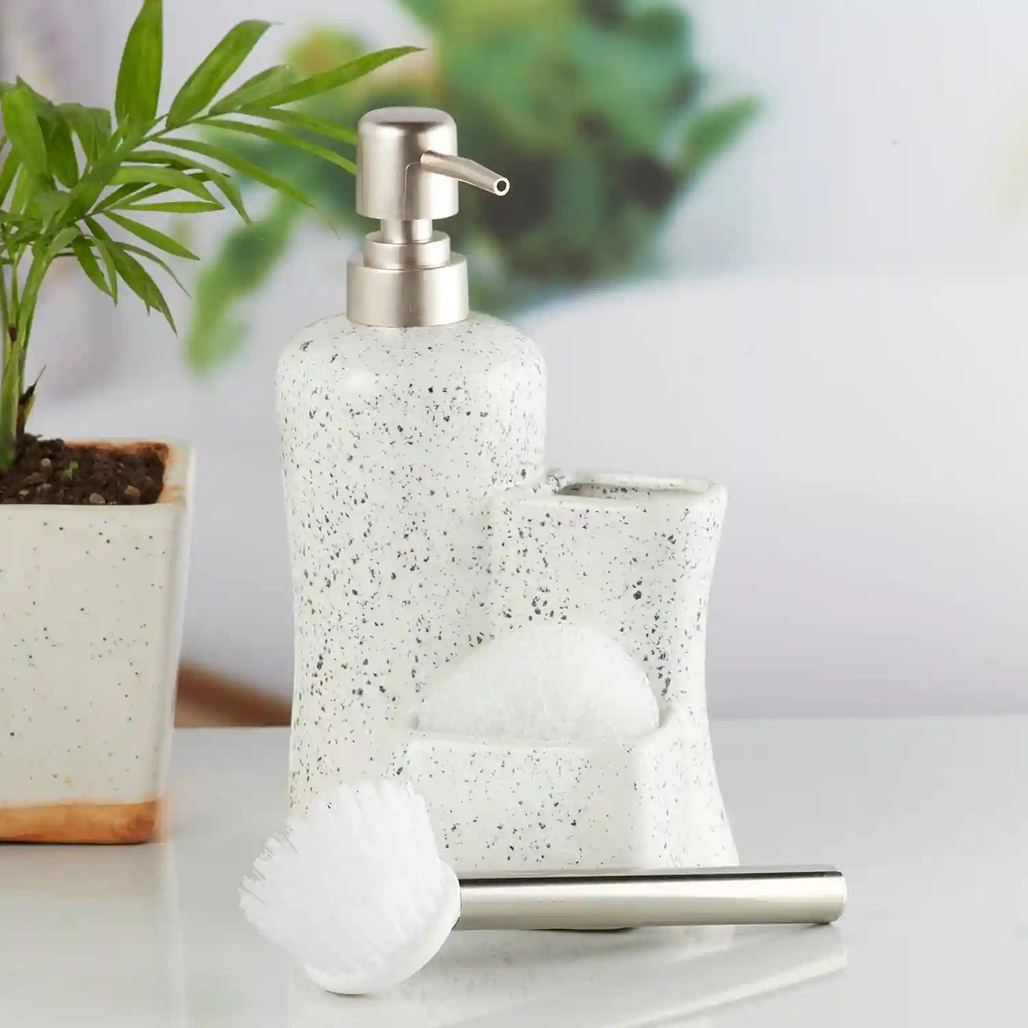 Kookee Ceramic Soap Dispenser for Bathroom handwash, refillable pump bottle for Kitchen hand wash basin, Set of 3 - Multicolor (10329)