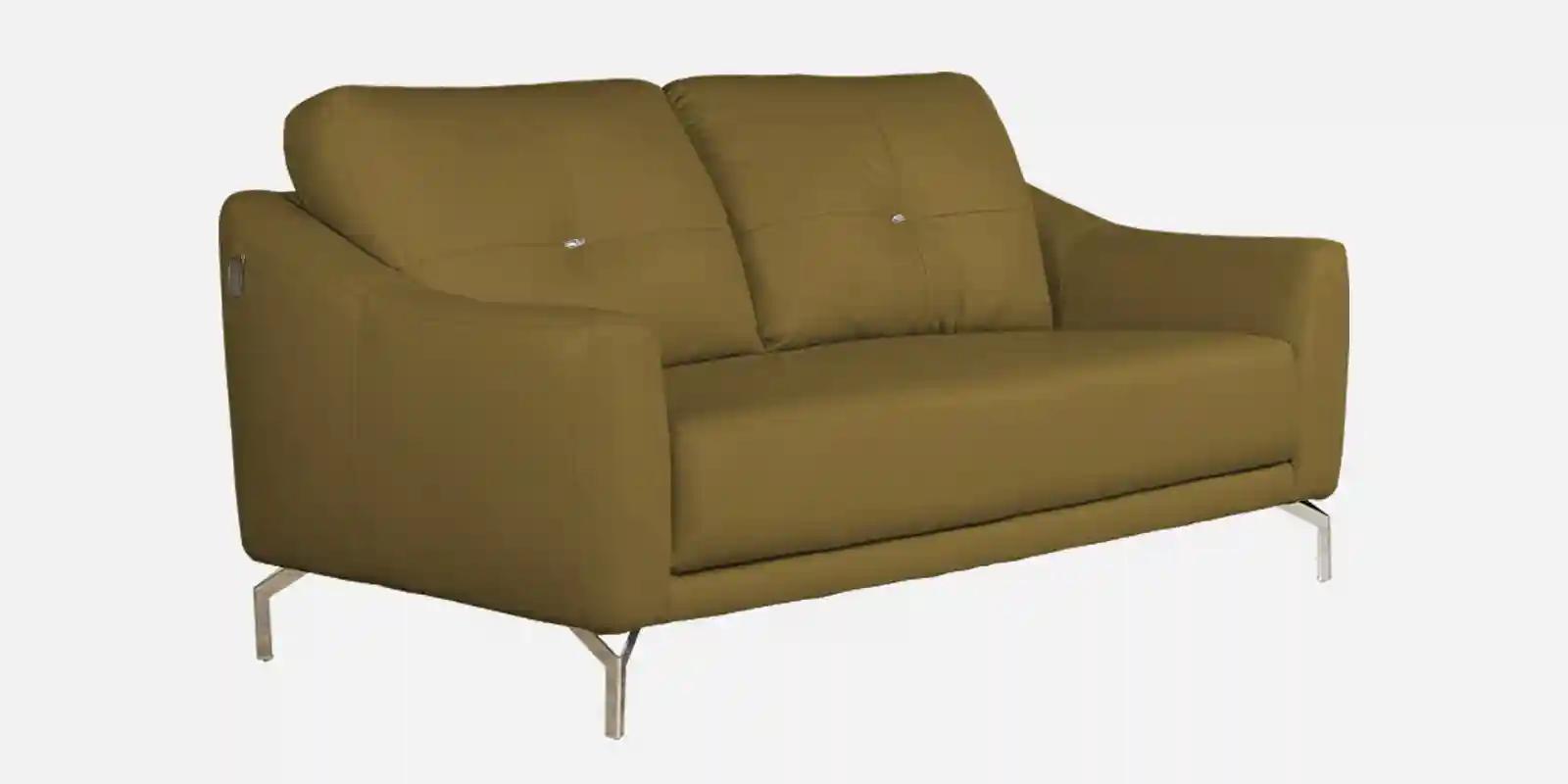 Pine Wood Leatherette Sandstone 2-Seater Sofa