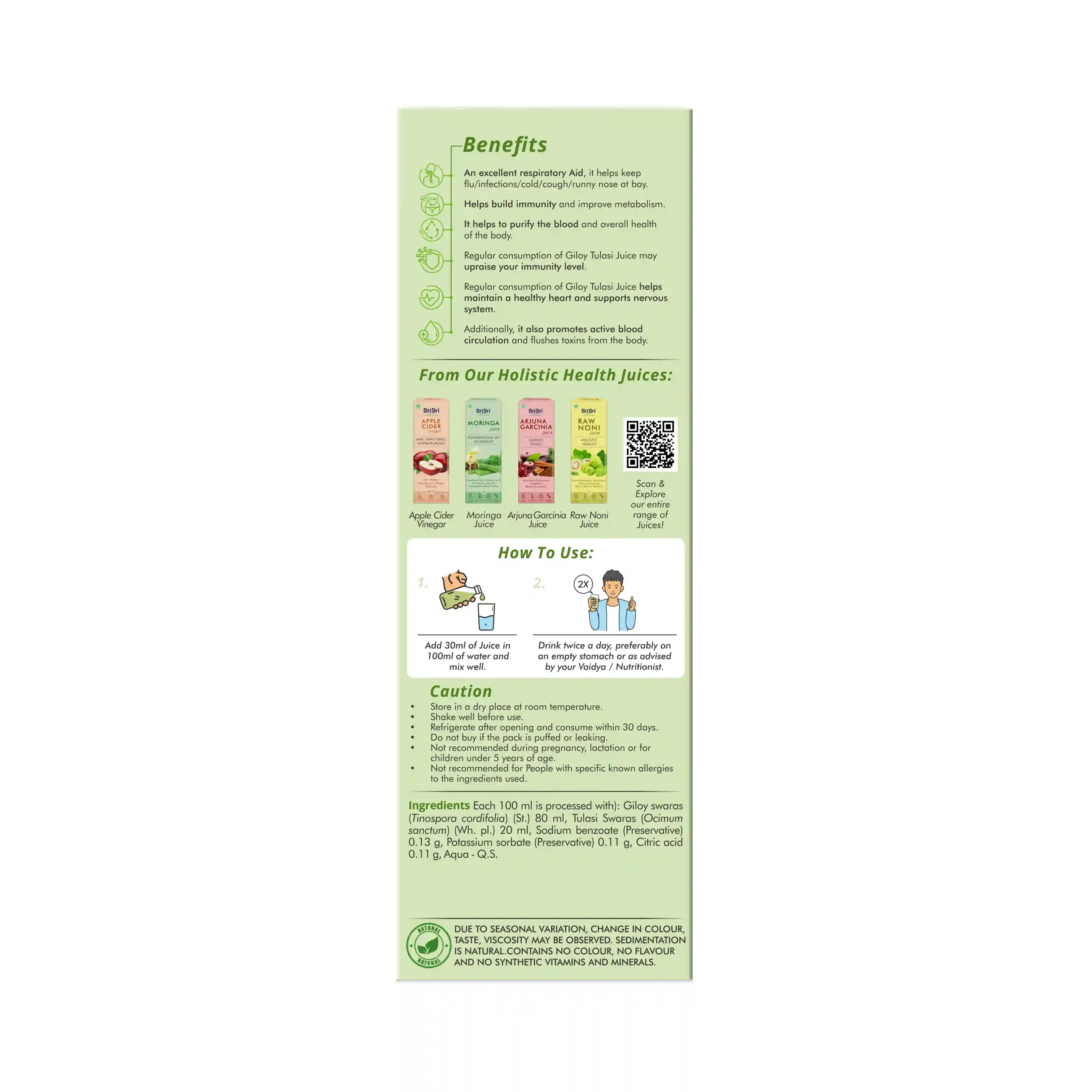 Sri Sri Tattva Giloy Tulasi Juice | 500 Ml