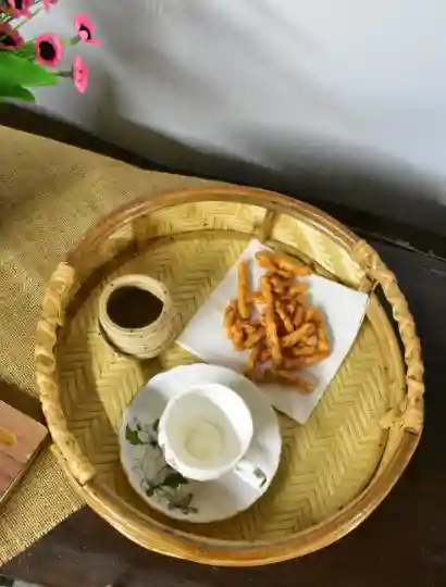 Cane Wood Round Basket