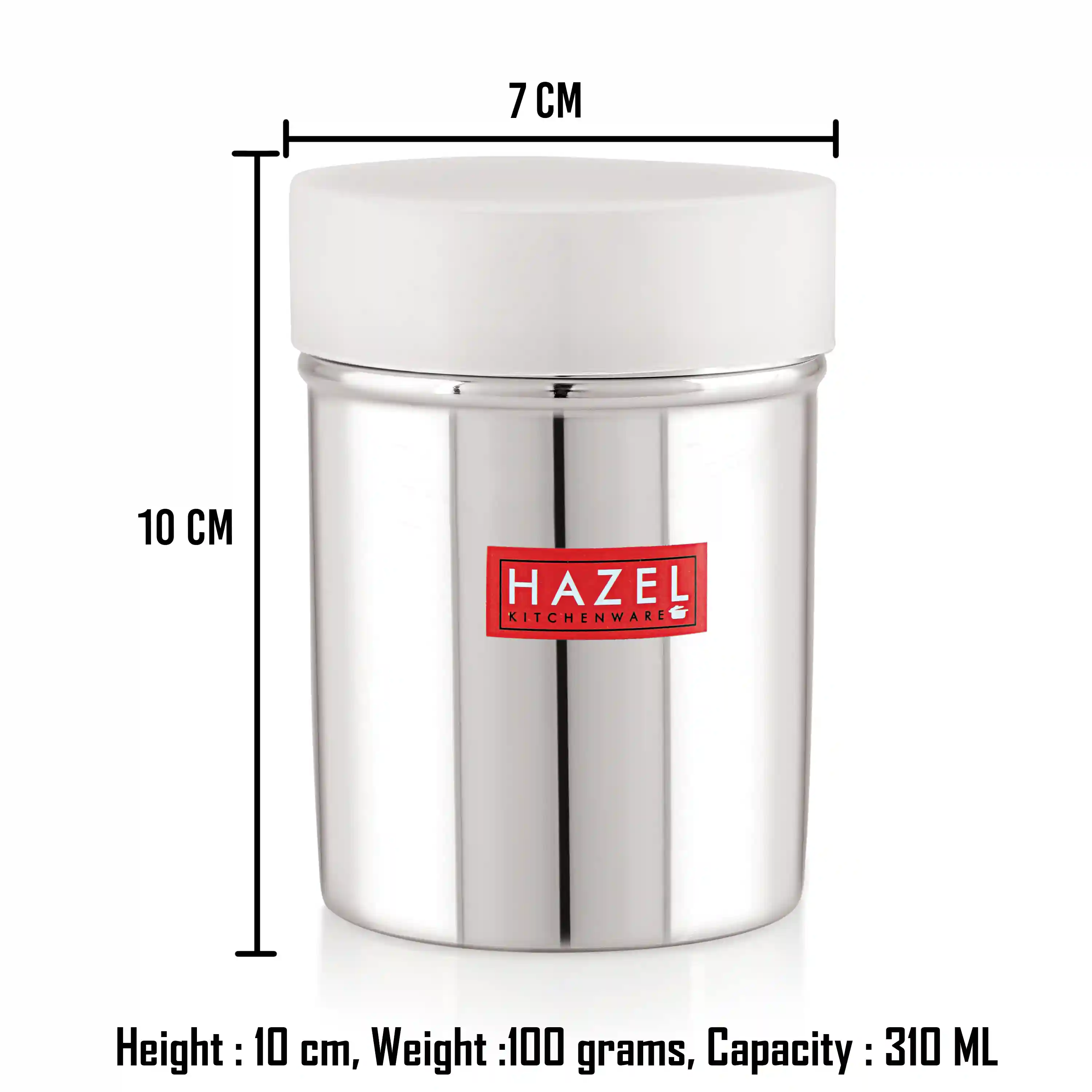HAZEL Stainless Steel Chocolate Shaker | Chat Masala Sprinkler | Cocoa Flour Icing Sugar Powder Coffee Sifter with Lid Kitchen Tools, Capacity 310 ml, Silver