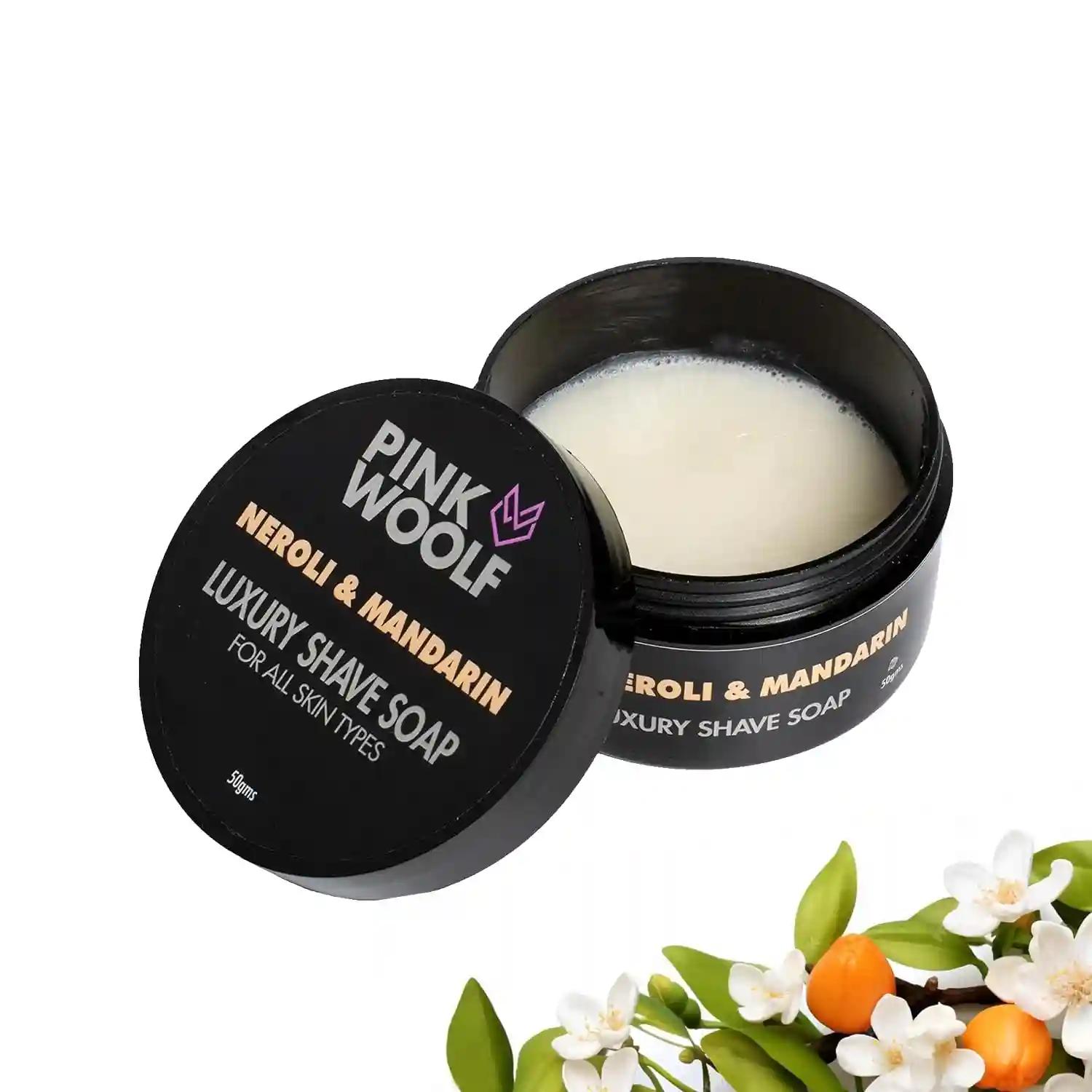 PINK WOOLF Shaving Soap for Men, Create Astonishing Lather and Moisturize Your Skin in Your Daily Shave