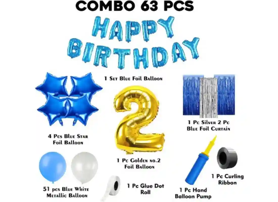 TrendzyKart 2nd Birthday Decoration Items For Boys (Multicolor)