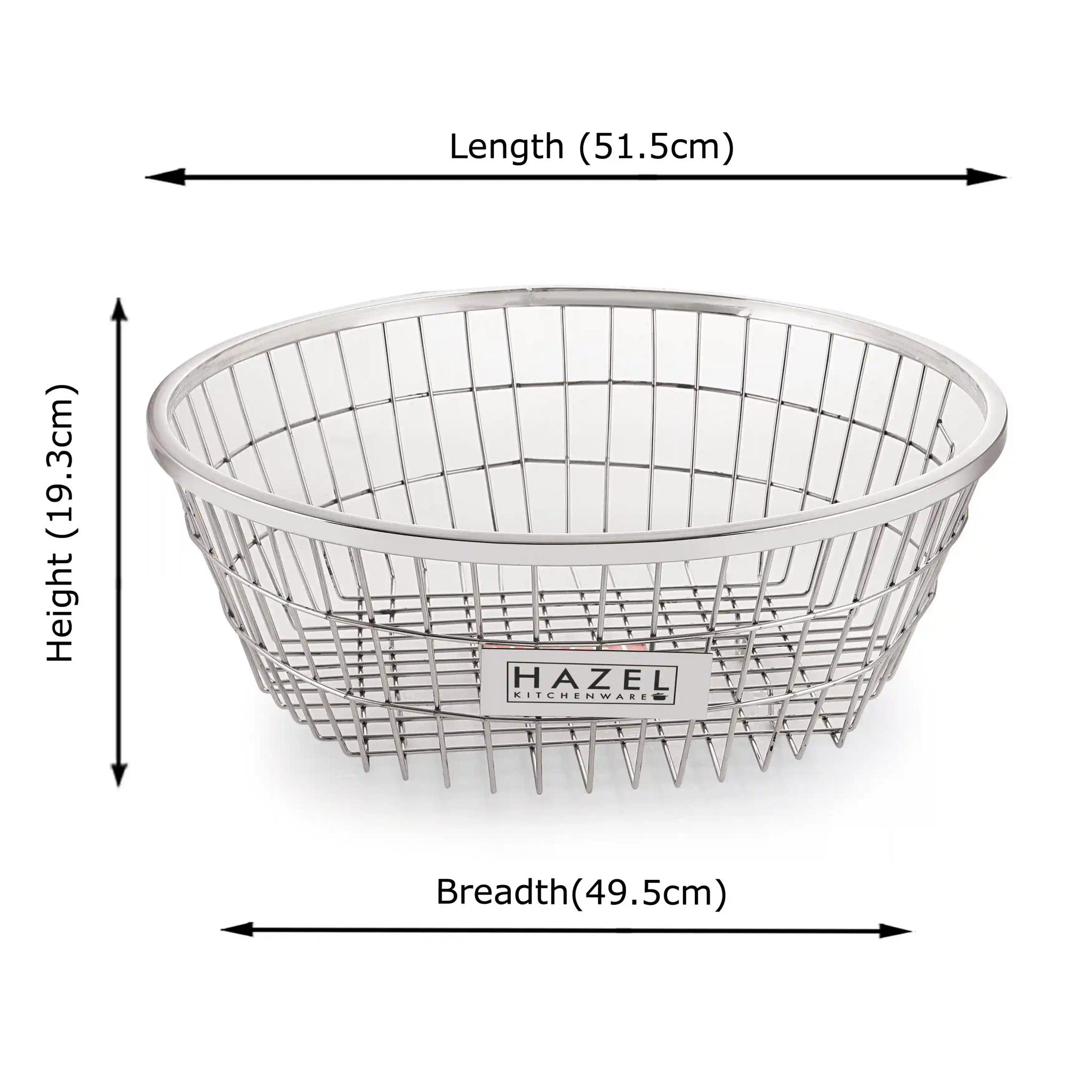 HAZEL Stainless Steel Dish Drainer Basket for Kitchen I Utensils Rack for Kitchen I Medium Size Steel Utensil Basket for Kitchen, Silver I Daily Use Round Kitchen Basket for Utensils