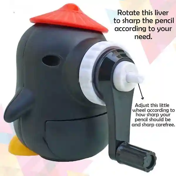 Kunya Penguin Shaped Pencil Sharpener For Kids - Multicolor