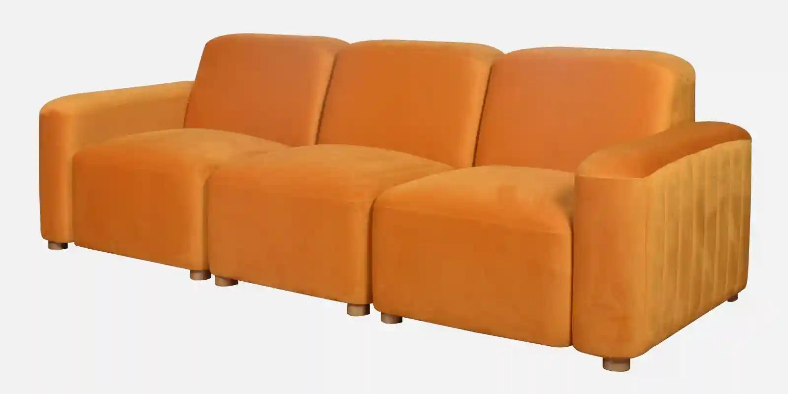 Pine Wood 3-Seater Sofa in Orange