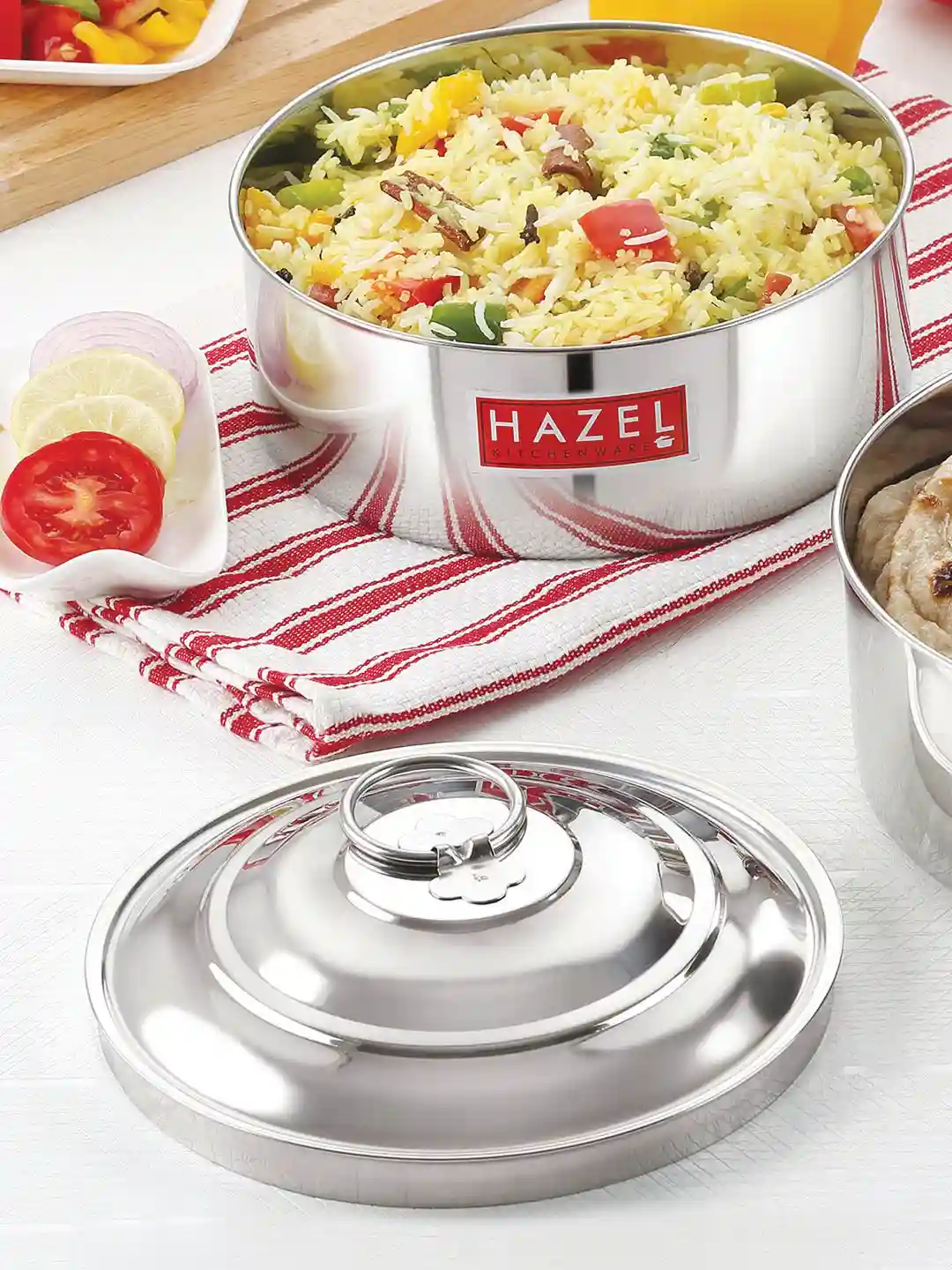 HAZEL Stainless Steel Casserole for Roti With Lid | Chapati Casserole with Lid | Steel Roti Dabba for Serving | Hotcase for food serving, Silver (Stainless Steel, 1550 ML)