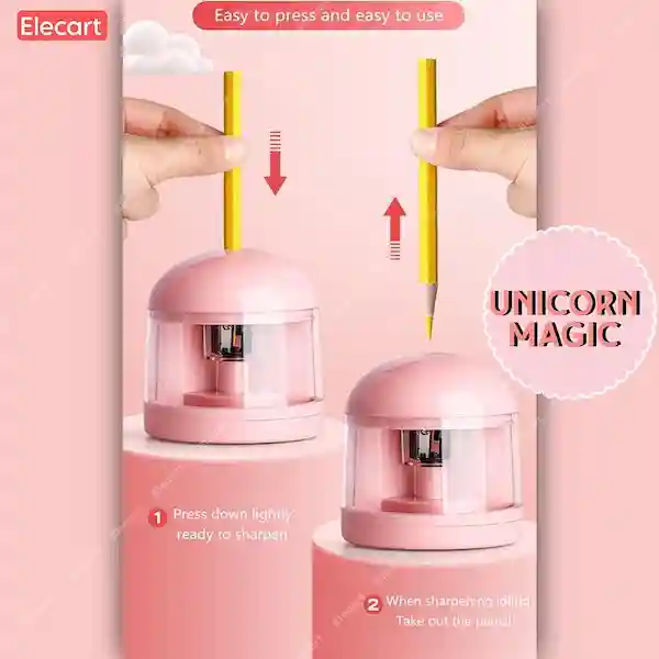 ELECART Unicorn Electric Pencil Sharpener Automatic Battery Operated Compact Colored Desktop Pencil Sharpener for 6-8mm Pencils