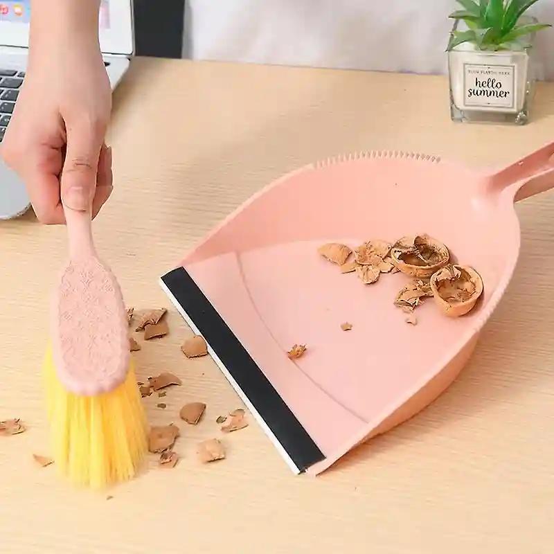 2 In 1 Long Handled Small Sweeping Kit Carved Pattern Dustpan Broom & Brush Set Multifunction Dust Removal Garbage Shovel, Mini Hand Broom For Cleaning Up Desktop, Office, Home