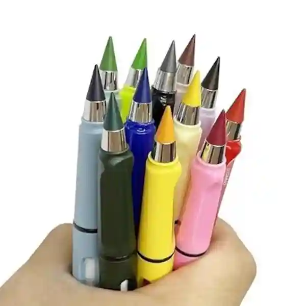 Kunya Inkless Color Pencil Set Kawaii Writing Pen Shape Endless Graphite Nib Pencil For Art School Color Painting Sketch Reusable with Eraser - 12 Pcs