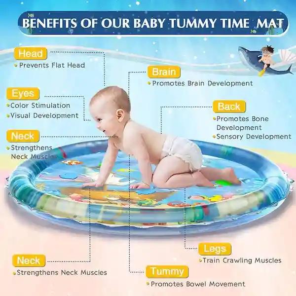 Ji and Ja Infant Toy Gift Activity Play Mat Baby Toddlers Inflatable Water Floor Mat Children Growth Activity Tool