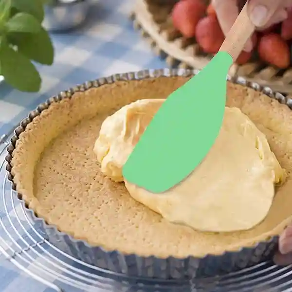 Perfect Pricee Silicone Non Stick Spatula with Wooden Handles (Color Will be Sent as per Stock Availability)