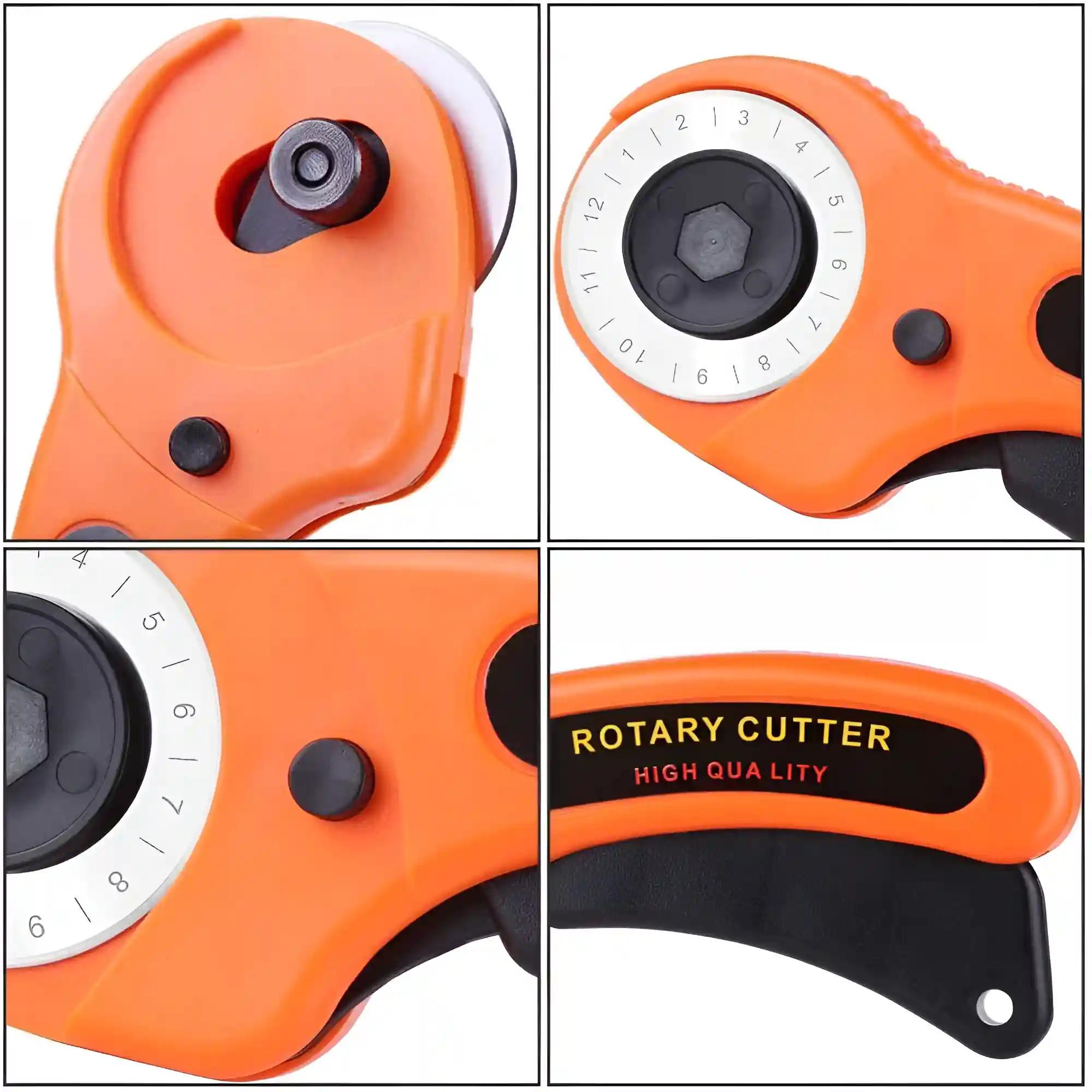 45Mm Blade Rotary Cutter With Safety Lock Cloth Cutting Tool Fabric Cutter Wheel Rotary Cutter Blade For Dense Fabrics Denim Corduroy And Multiple Projects (Multicolour -1Piece)