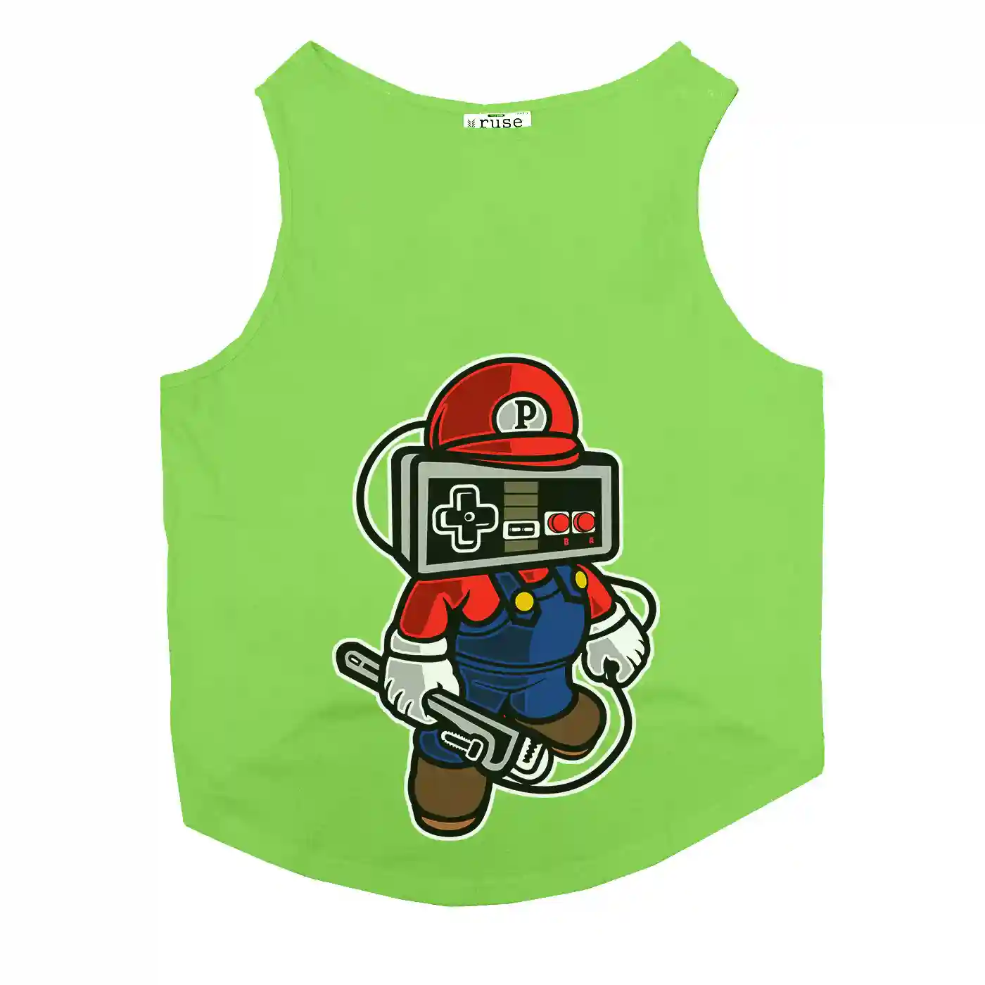 Ruse Player Head Printed Round Neck Vest Tank Tees Gift For Dogs - Lime Green