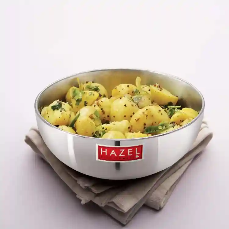 HAZEL Aluminium Kadai Without Handle | Aluminium Tasra | Aluminium 4mm Tasra, 1000 ML, Silver