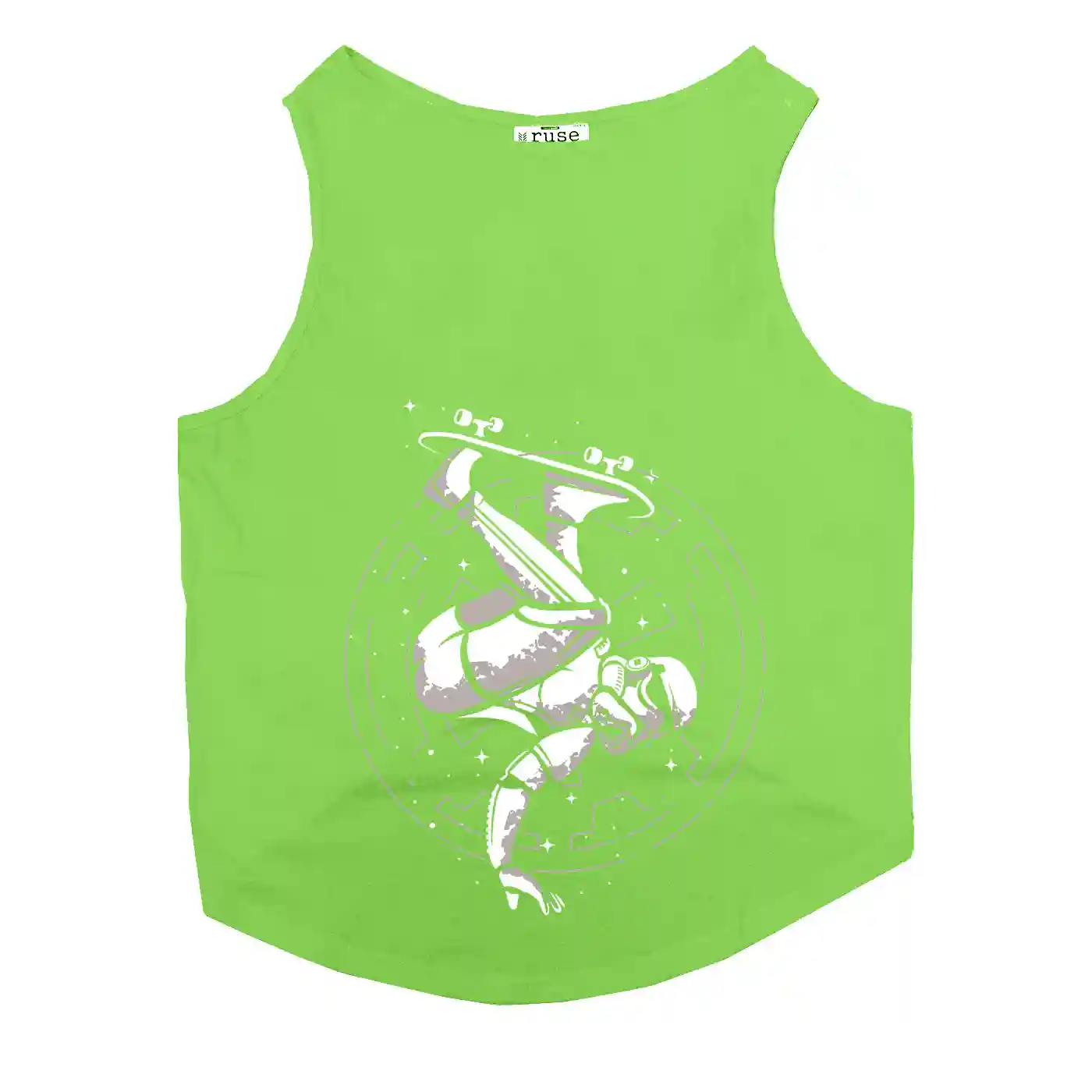 Ruse Skate Trooper Printed Round Neck Vest Tank Tees Gift For Dogs - Lime Green