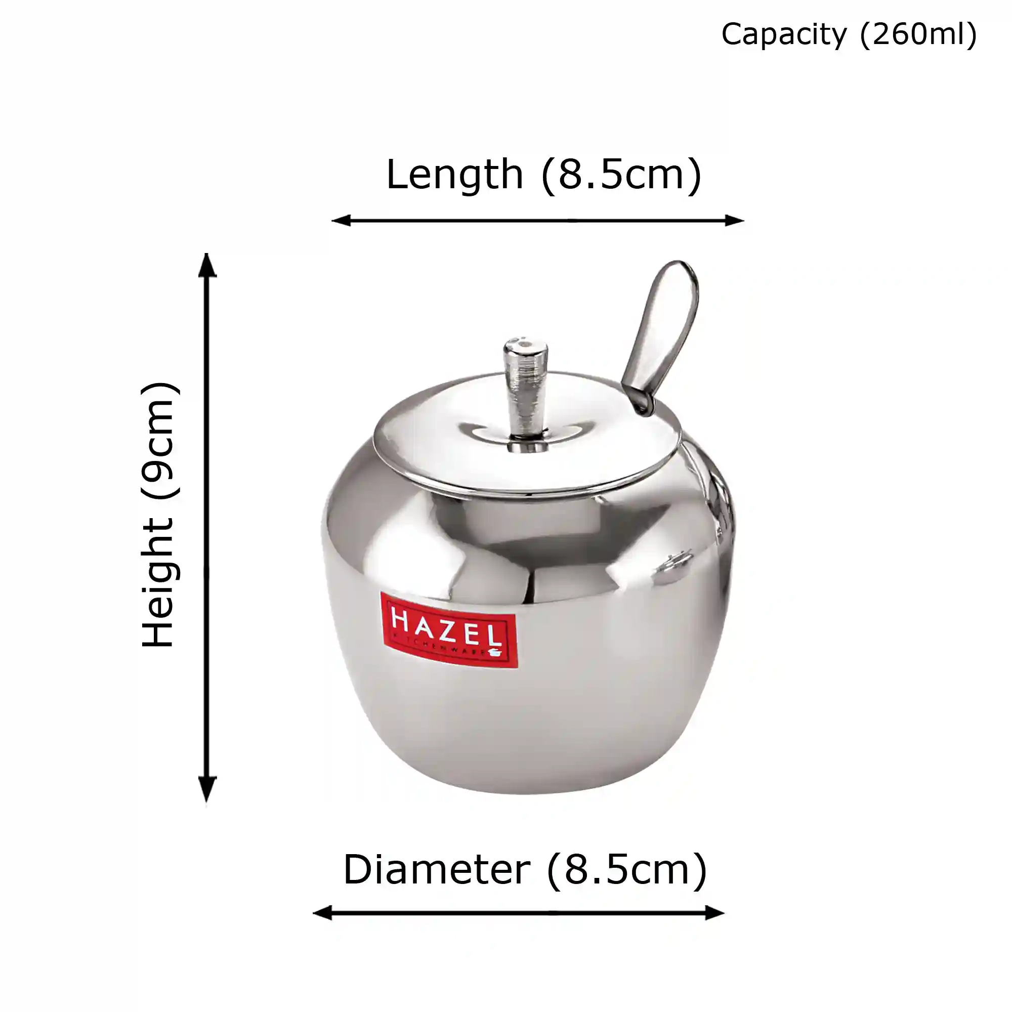 HAZEL Stainless Steel Oil and Ghee Container With Spoon for Kitchen | Multipurpose Oil Container | Capacity of 300ml, Silver (Pack of 1)