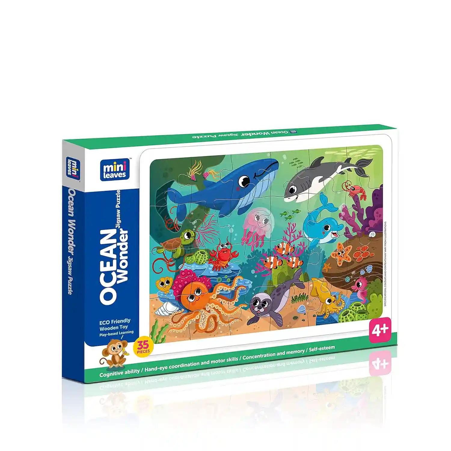 Mini Leaves Ocean Animals 35 pieces wooden Jigsaw Puzzles