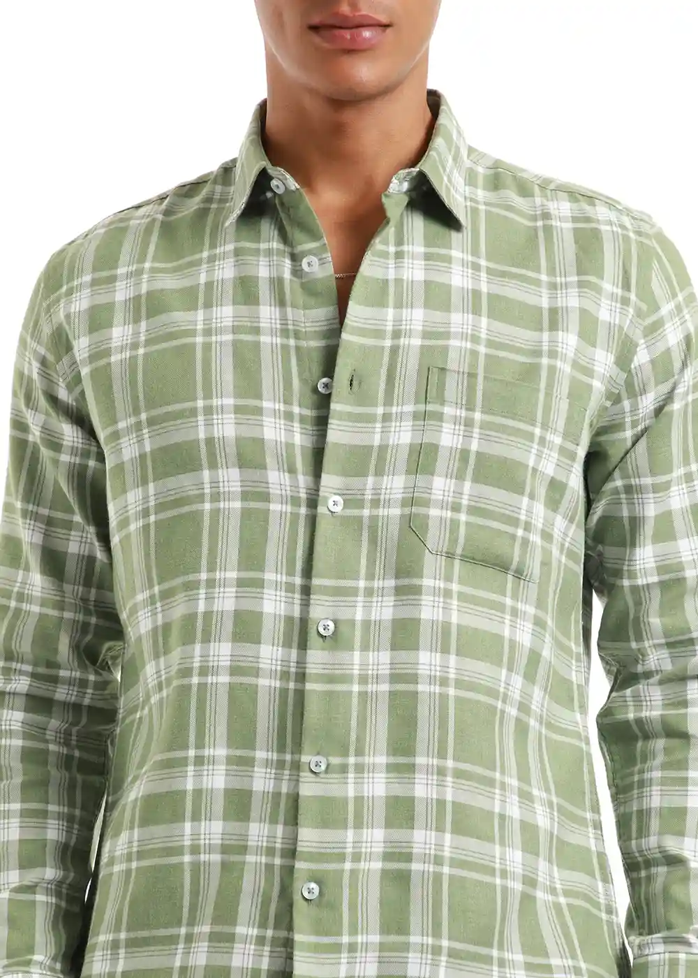 Banana Club Melange Light Green Check Shirt- (Small)