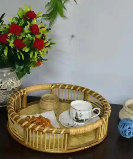 Cane Wood Round Basket