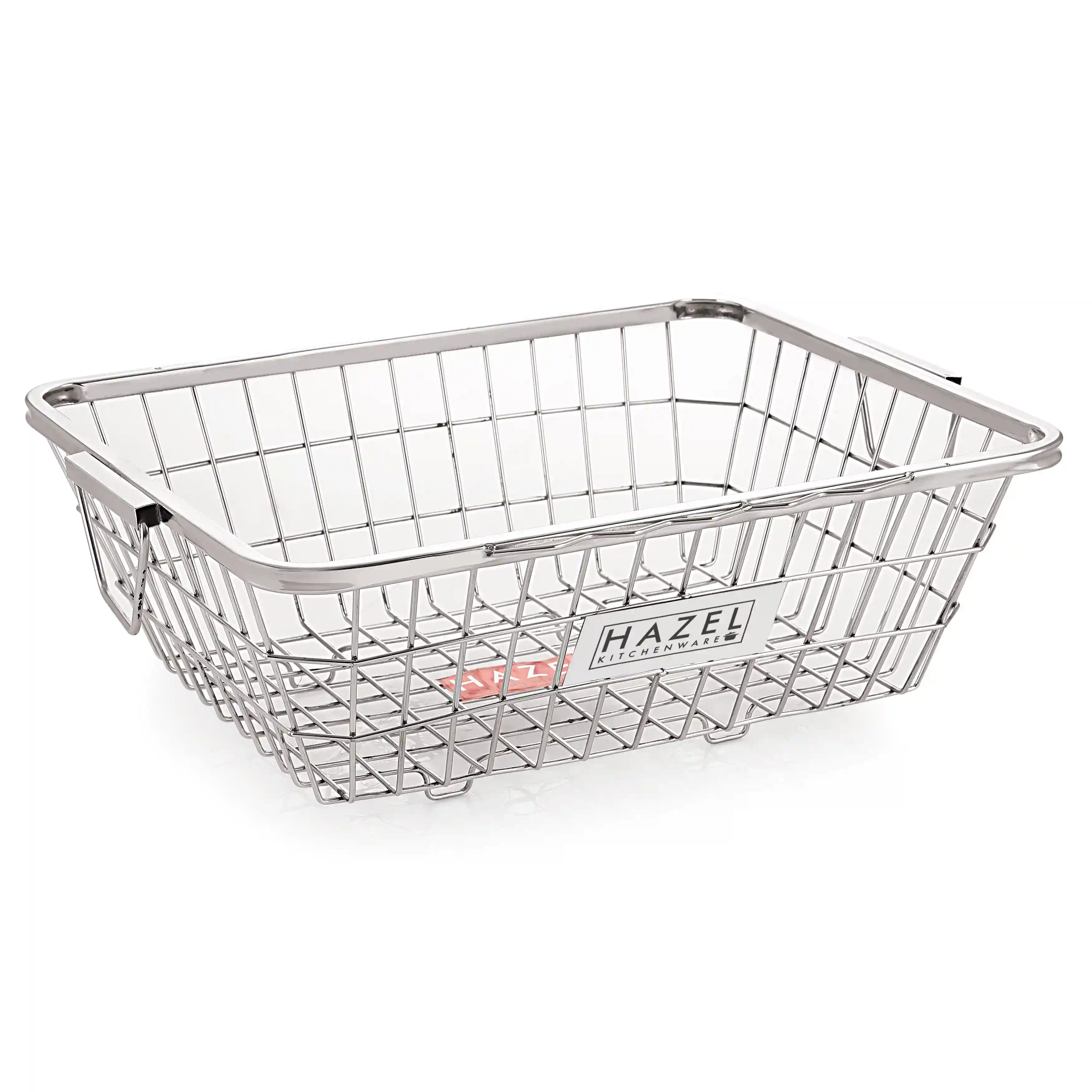 HAZEL Stainless Steel Dish Drainer Basket for Kitchen I Large Size Utensils Rack for Kitchen I Rectangle Shape Utensil Basket, Silver I Daily Use Kitchen Storage Rack