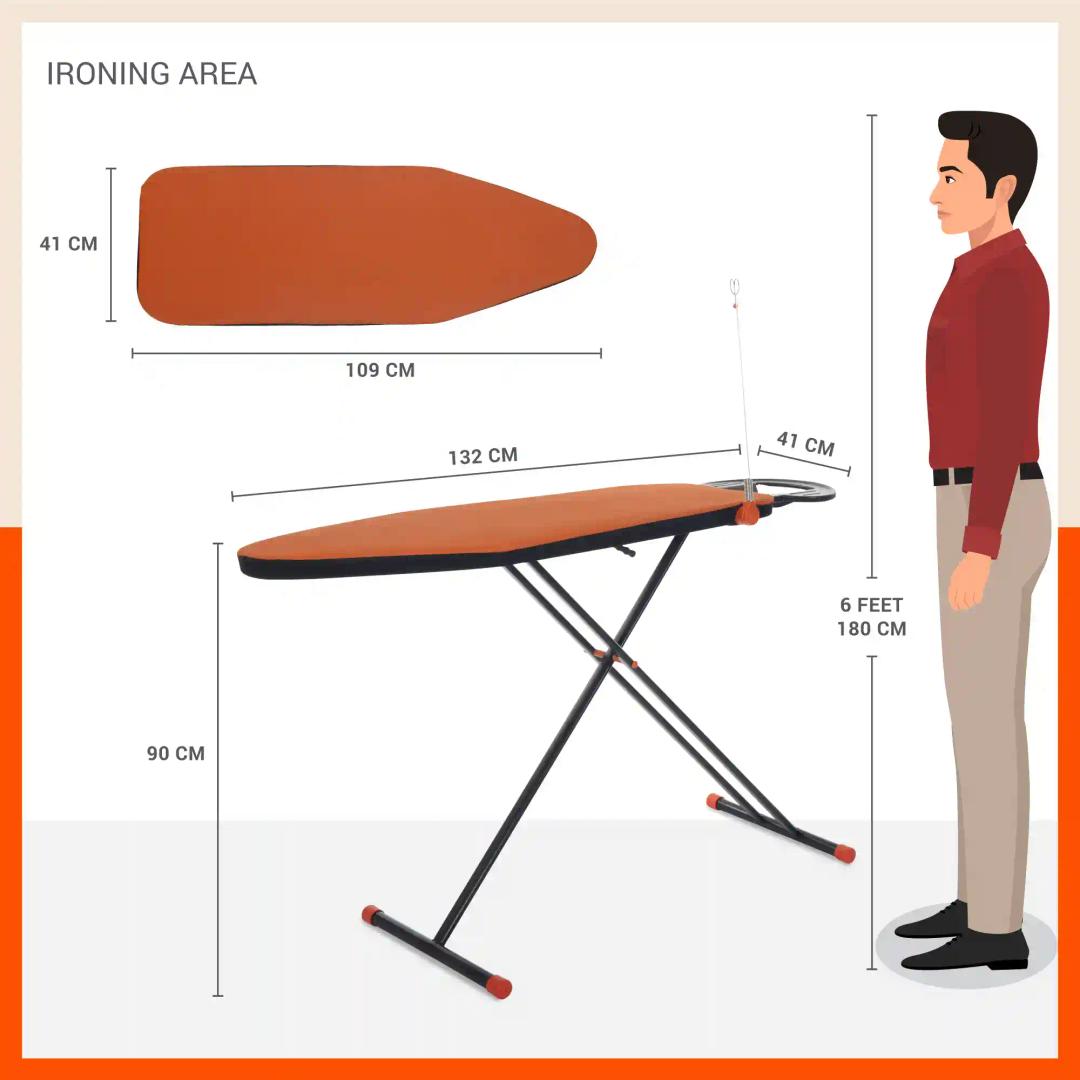 Bathla X-Pres Ace Prime - Foldable Ironing Board For Home (Orange & Black)