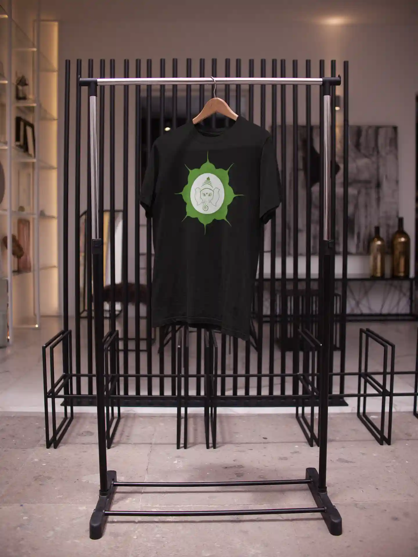 Embrace the Divine Connection - Ganesha T-Shirt for Men - S (Black)
