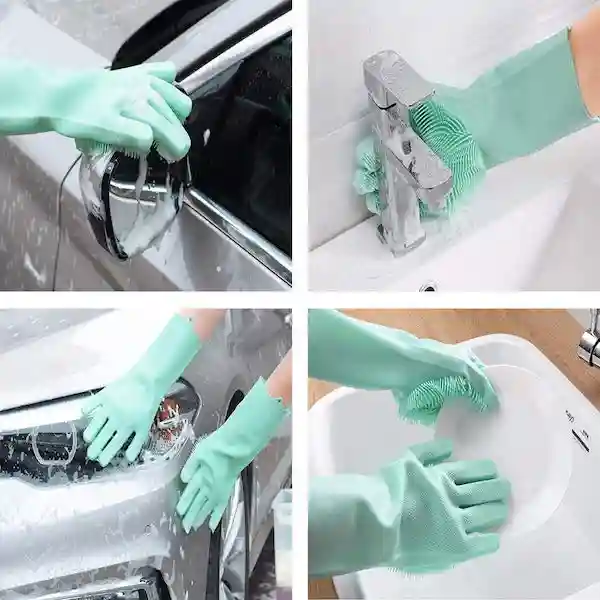 Magic Silicone Dishwashing Hand Gloves for Cleaning, Kitchen, Car, Bathroom and Pet Grooming (Color as per availability)