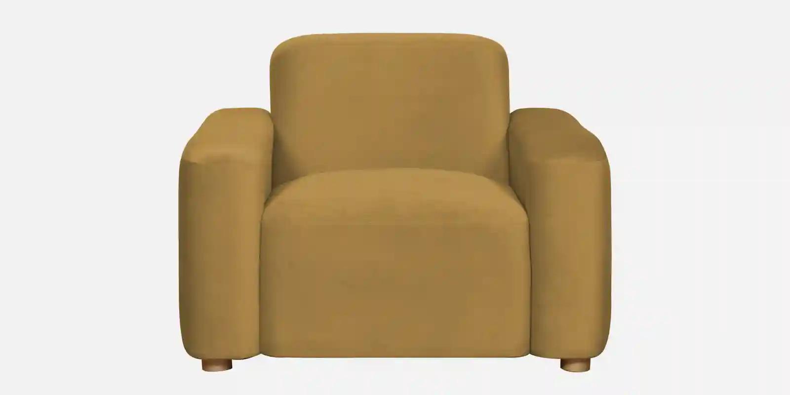 Pine Wood Polyester Fabric Sofa Beige -1 Seater