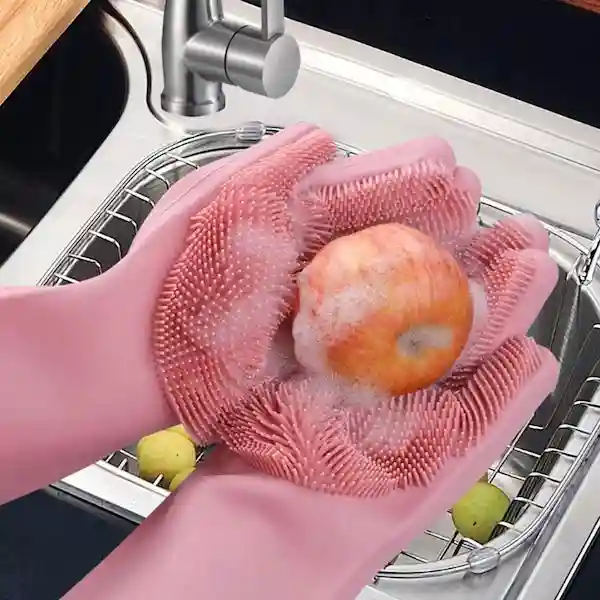 Magic Silicone Dishwashing Hand Gloves for Cleaning, Kitchen, Car, Bathroom and Pet Grooming (Color as per availability)