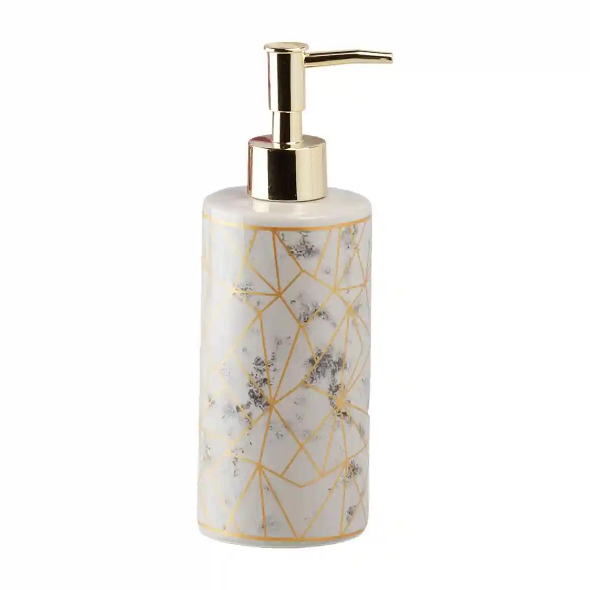 Kookee Ceramic Soap Dispenser for Bathroom handwash, refillable pump bottle for Kitchen hand wash basin, Set of 1 - Grey (10211)