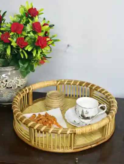 Cane Wood Round Basket